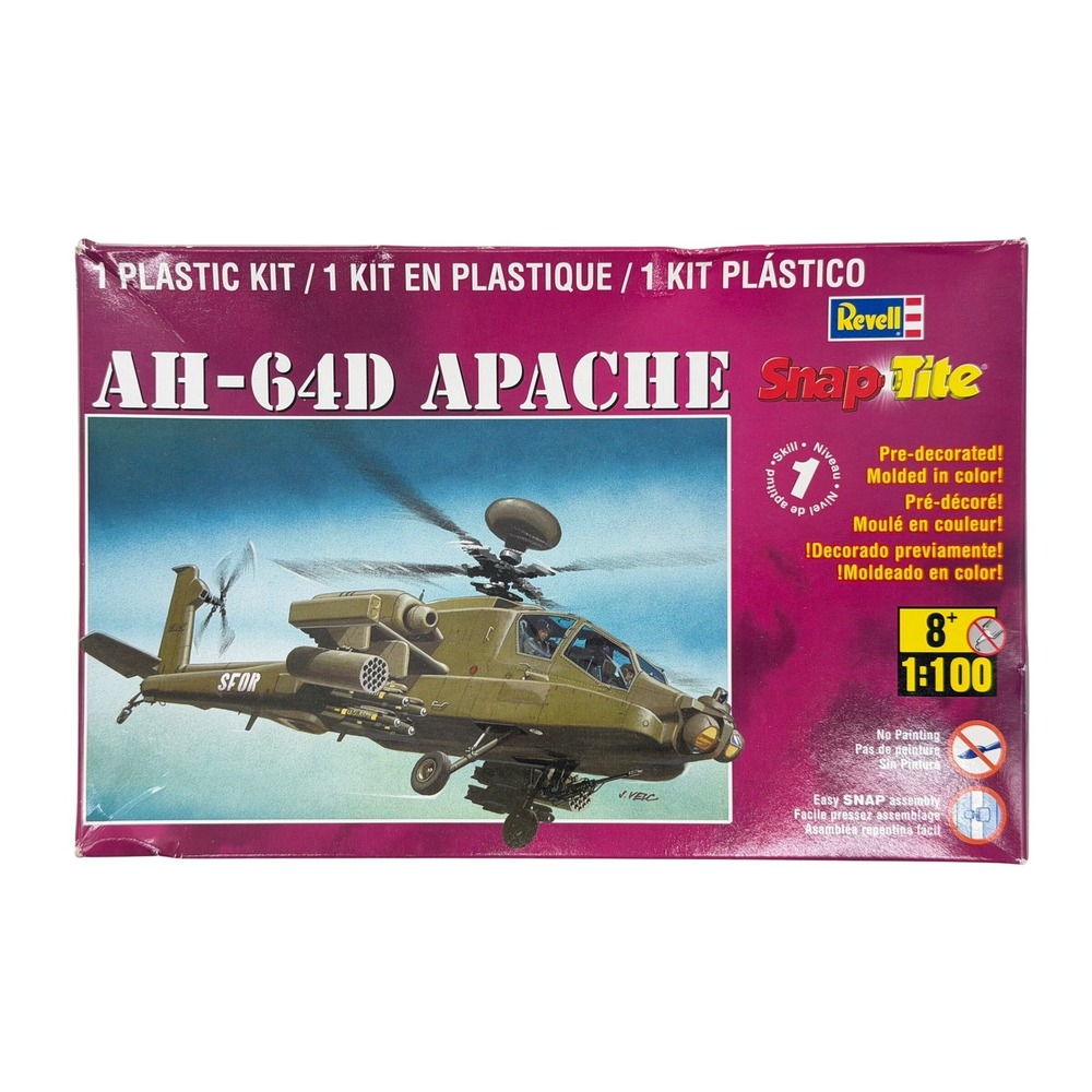 1:100 Scale Revell #85-1373 AH-64D Apache Helicopter SnapTite Plastic Model‎ Kit